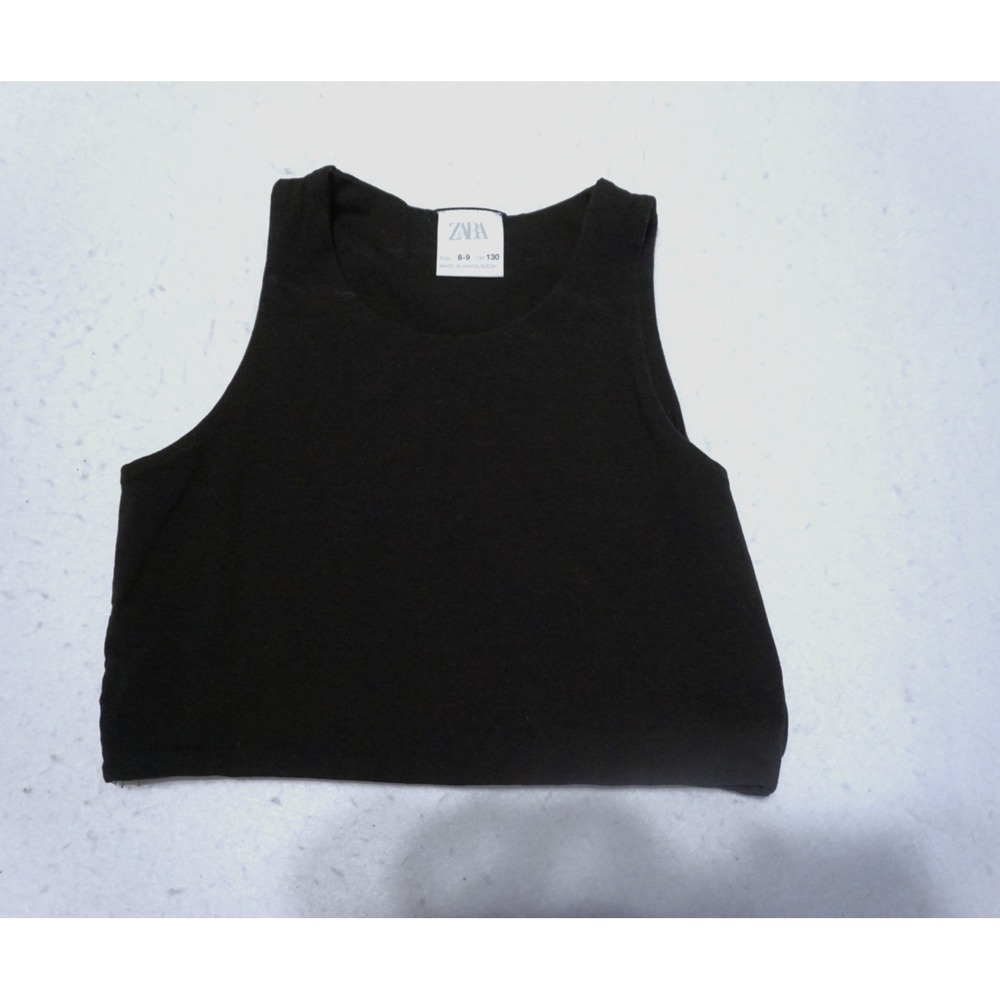 Zara Kids Black Sleeveless Tank Top Size 8-9 130 Casual Basic Tee